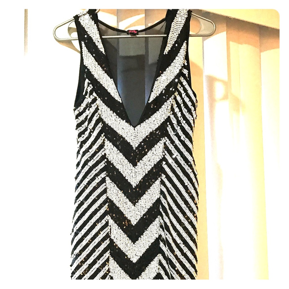 Sequin Black & White Dress